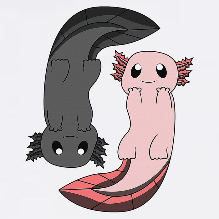 Funny Axolotl  I Yin Yang Reptile  Sustainable Bucket Hat