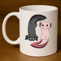 Funny Axolotl  I Yin Yang Reptile  11oz C Handle Ceramic Mug