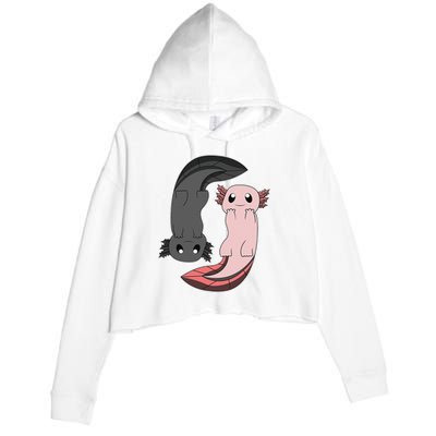 Funny Axolotl  I Yin Yang Reptile  Crop Fleece Hoodie