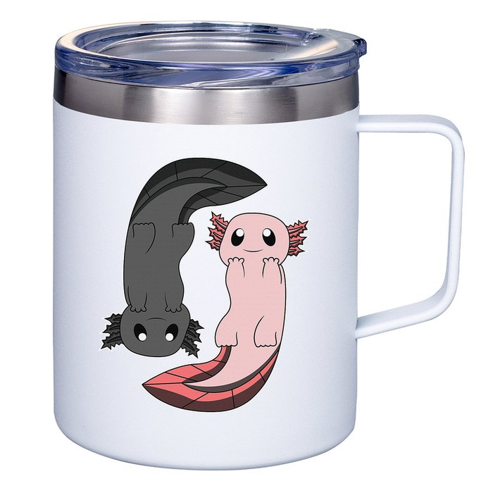 Funny Axolotl  I Yin Yang Reptile  12oz Stainless Steel Coffee Mug