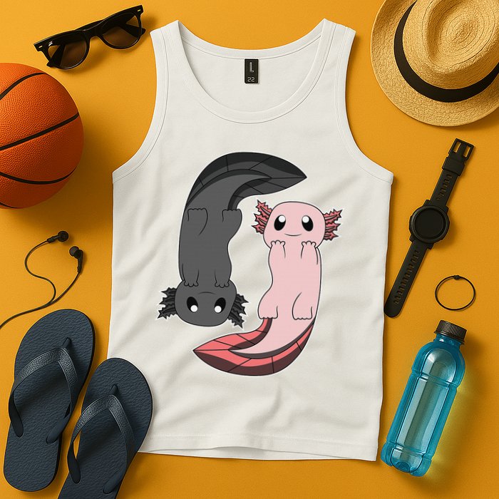 Funny Axolotl  I Yin Yang Reptile  Tank Top
