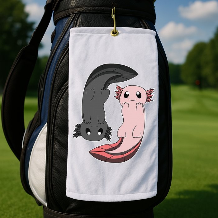 Funny Axolotl  I Yin Yang Reptile  Golf Towel