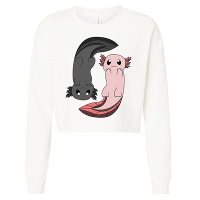 Funny Axolotl  I Yin Yang Reptile  Cropped Pullover Crew