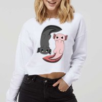 Funny Axolotl  I Yin Yang Reptile  Cropped Pullover Crew