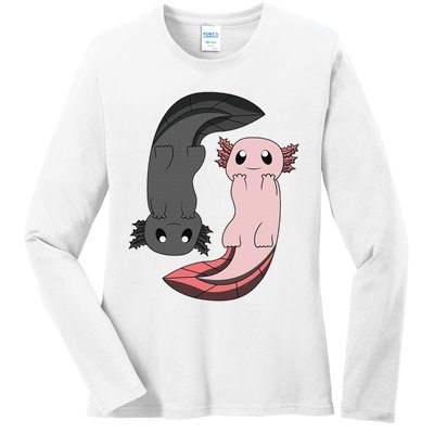 Funny Axolotl  I Yin Yang Reptile  Ladies Long Sleeve Shirt