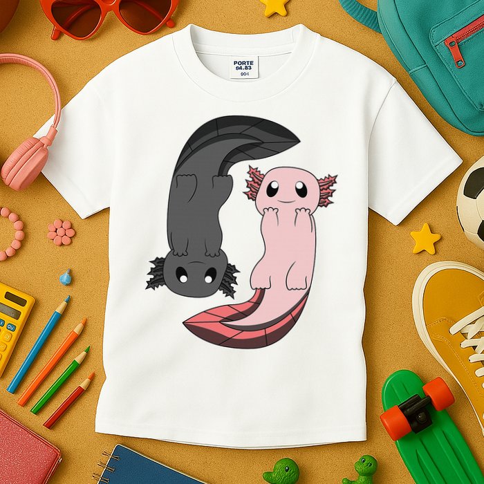 Funny Axolotl  I Yin Yang Reptile  Kids T-Shirt