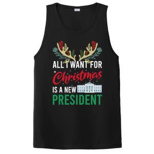 Funny All I Want For Christmas Is A New President Ugly Xmas Funny Gift PosiCharge Competitor Tank