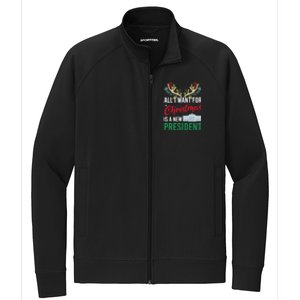 Funny All I Want For Christmas Is A New President Ugly Xmas Funny Gift Stretch Full-Zip Cadet Jacket