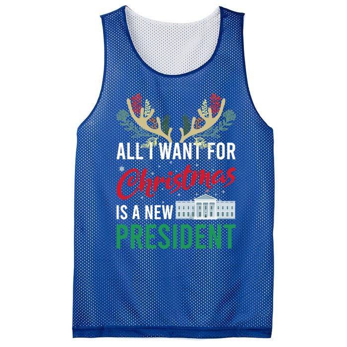 Funny All I Want For Christmas Is A New President Ugly Xmas Funny Gift Mesh Reversible Basketball Jersey Tank