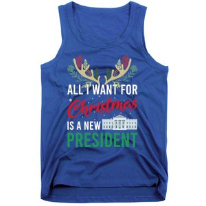 Funny All I Want For Christmas Is A New President Ugly Xmas Funny Gift Tank Top