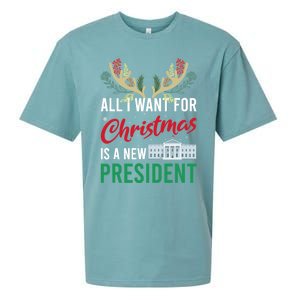 Funny All I Want For Christmas Is A New President Ugly Xmas Funny Gift Sueded Cloud Jersey T-Shirt