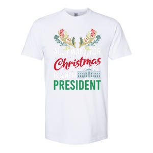 Funny All I Want For Christmas Is A New President Ugly Xmas Funny Gift Softstyle CVC T-Shirt