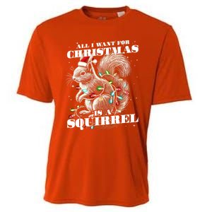 Funny All I Want For Christmas Is A Squirrel Gift Cooling Performance Crew T-Shirt