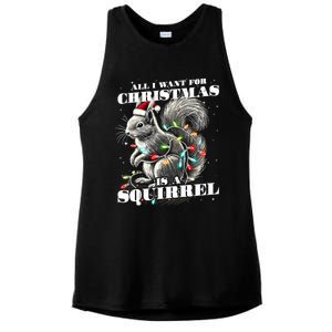 Funny All I Want For Christmas Is A Squirrel Gift Ladies PosiCharge Tri-Blend Wicking Tank