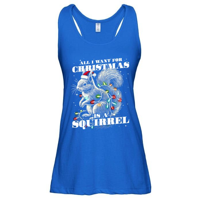 Funny All I Want For Christmas Is A Squirrel Gift Ladies Essential Flowy Tank