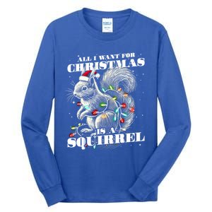 Funny All I Want For Christmas Is A Squirrel Gift Tall Long Sleeve T-Shirt