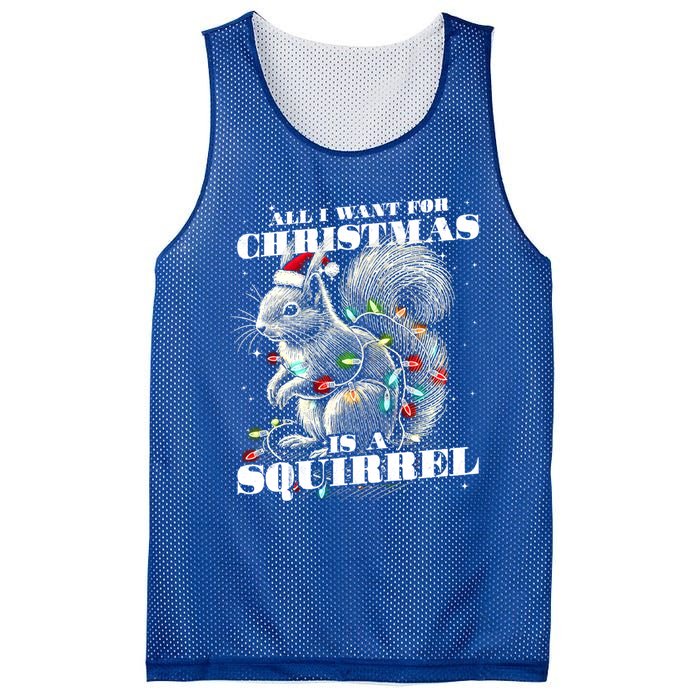 Funny All I Want For Christmas Is A Squirrel Gift Mesh Reversible Basketball Jersey Tank