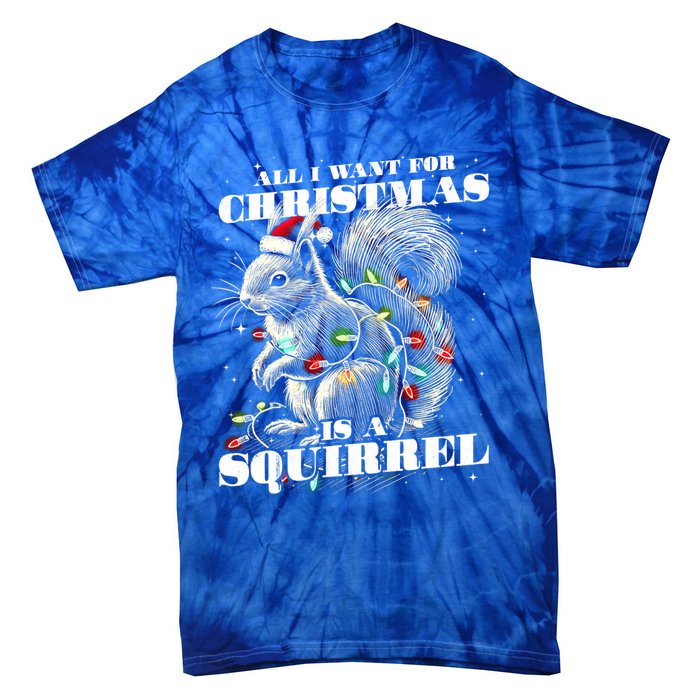 Funny All I Want For Christmas Is A Squirrel Gift Tie-Dye T-Shirt