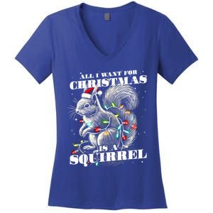 Funny All I Want For Christmas Is A Squirrel Gift Women's V-Neck T-Shirt