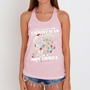 Funny All I Want For Christmas Is A Squirrel Gift Women's Knotted Racerback Tank