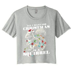 Funny All I Want For Christmas Is A Squirrel Gift Women's Crop Top Tee