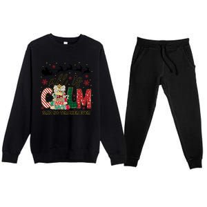 Funny All Is Calm Said No Teacher Ever Teacher Christmas Premium Crewneck Sweatsuit Set