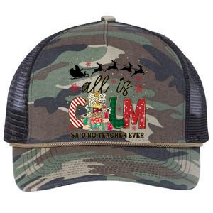 Funny All Is Calm Said No Teacher Ever Teacher Christmas Retro Rope Trucker Hat Cap