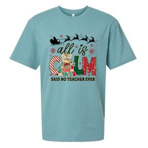 Funny All Is Calm Said No Teacher Ever Teacher Christmas Sueded Cloud Jersey T-Shirt