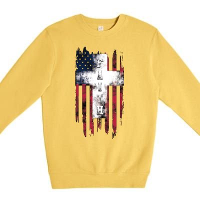 Faith American Flag Cross Premium Crewneck Sweatshirt