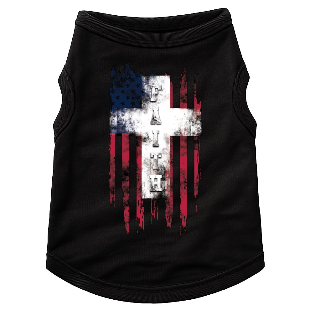Faith American Flag Cross Doggie Tank