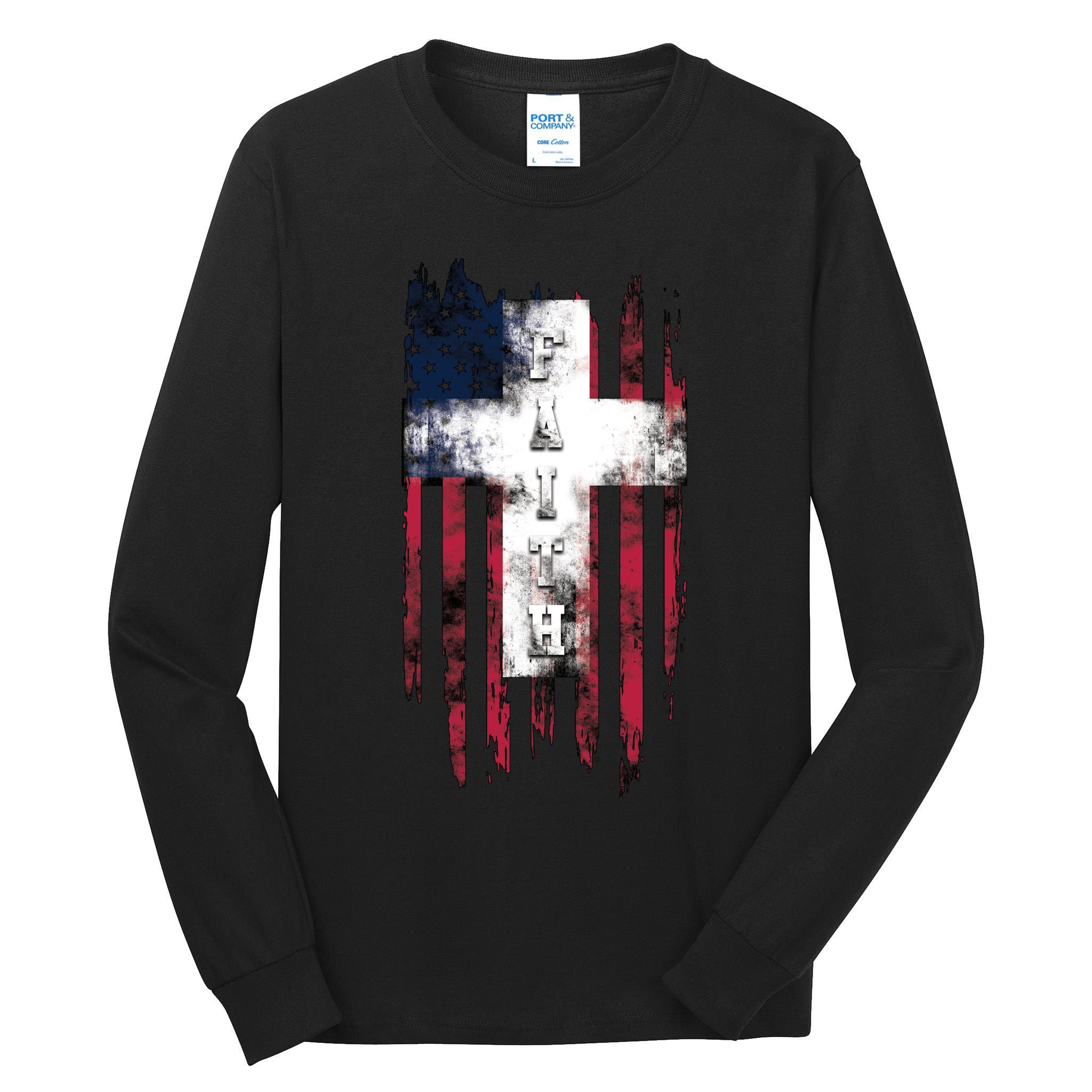 Faith American Flag Cross Tall Long Sleeve T-Shirt