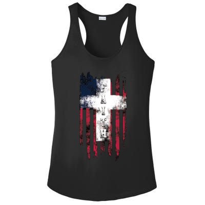 Faith American Flag Cross Ladies PosiCharge Competitor Racerback Tank