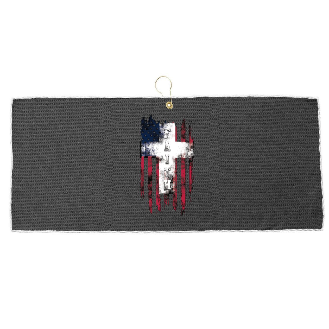 Faith American Flag Cross Large Microfiber Waffle Golf Towel