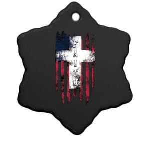 Faith American Flag Cross Ceramic Star Ornament