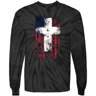 Faith American Flag Cross Tie-Dye Long Sleeve Shirt