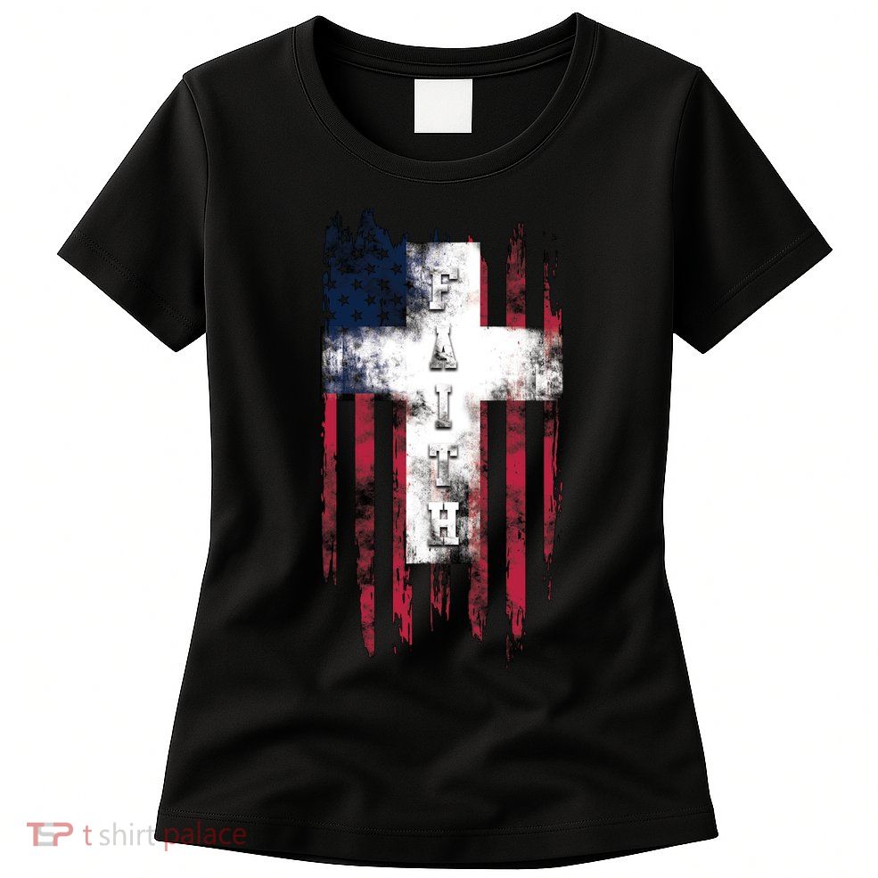 Faith American Flag Cross Womens T-Shirt
