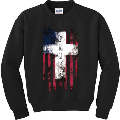 Faith American Flag Cross Kids Sweatshirt