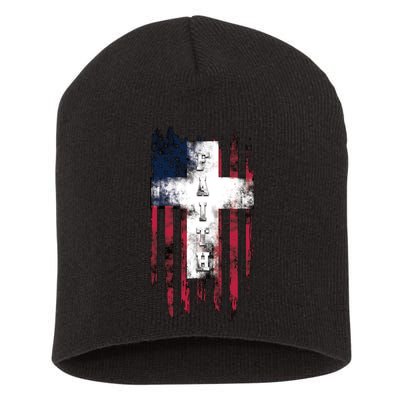 Faith American Flag Cross Short Acrylic Beanie