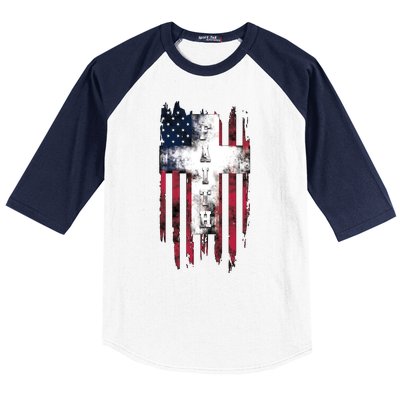 Faith American Flag Cross Baseball Sleeve Shirt