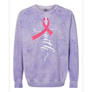 Faith Breast Cancer Awareness Ribbon Colorblast Crewneck Sweatshirt