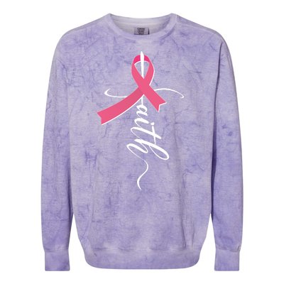 Faith Breast Cancer Awareness Ribbon Colorblast Crewneck Sweatshirt