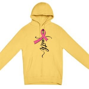 Faith Breast Cancer Awareness Ribbon Premium Pullover Hoodie