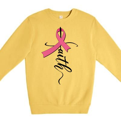 Faith Breast Cancer Awareness Ribbon Premium Crewneck Sweatshirt