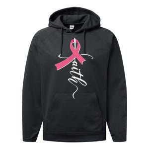 Faith Breast Cancer Awareness Ribbon Performance Fleece Hoodie