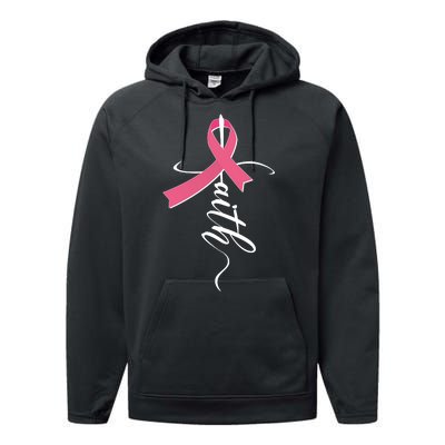 Faith Breast Cancer Awareness Ribbon Performance Fleece Hoodie