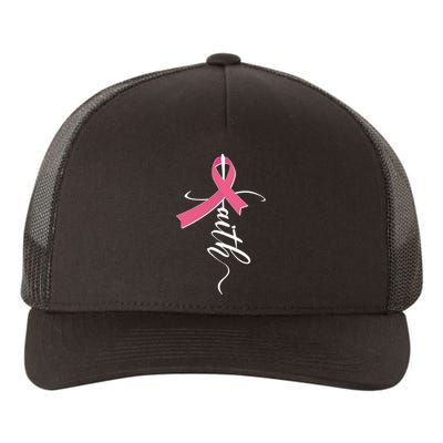 Faith Breast Cancer Awareness Ribbon Yupoong Adult 5-Panel Trucker Hat