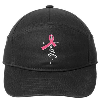 Faith Breast Cancer Awareness Ribbon 7-Panel Snapback Hat