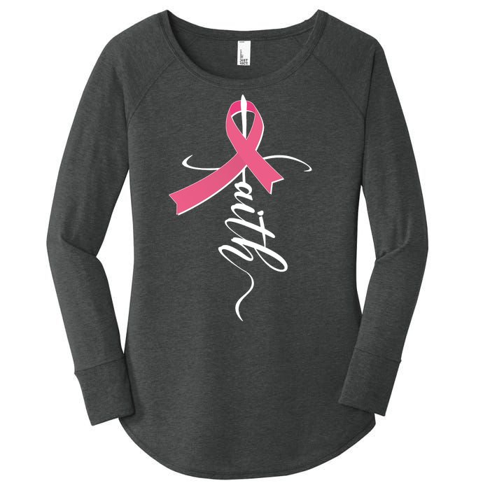 Faith Breast Cancer Awareness Ribbon Women's Perfect Tri Tunic Long Sleeve Shirt