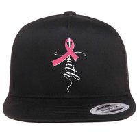 Faith Breast Cancer Awareness Ribbon Flat Bill Trucker Hat