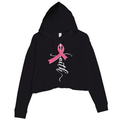 Faith Breast Cancer Awareness Ribbon Crop Fleece Hoodie